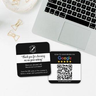 Custom Black Google Review QR Code Thanks Notary Square