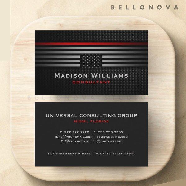 Custom Black Grey Red The USA Flag Professional