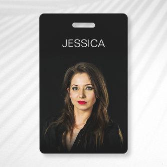 Custom Black Minimal Corporate Employee Photo ID Badge