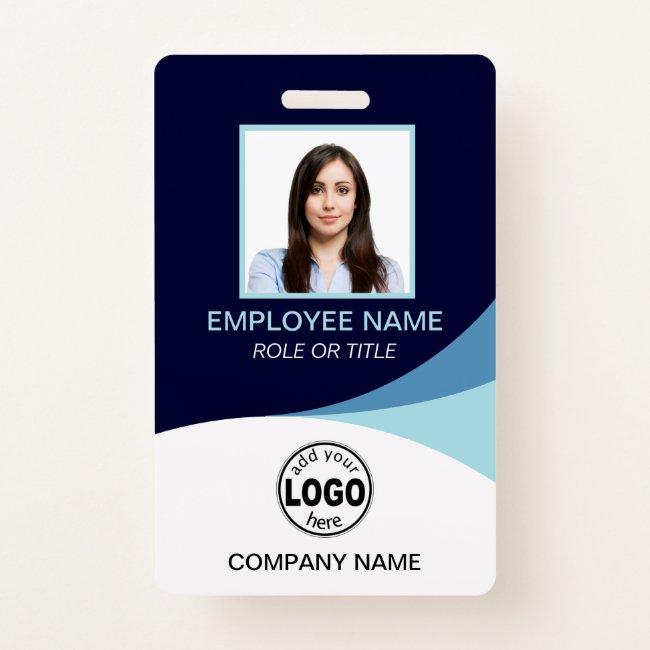 Custom Blue Corporate Employee Photo Name Tags Badge