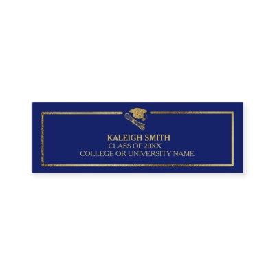 Custom Blue Gold Graduation Insert Name Card