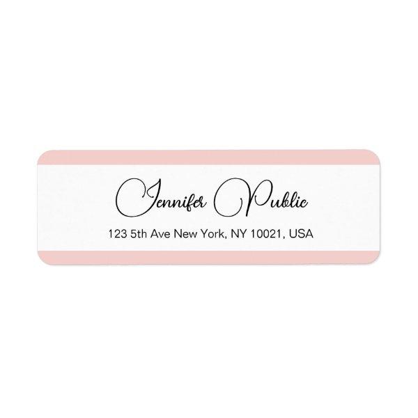 Custom Blush Pink Typography Name Return Address Label