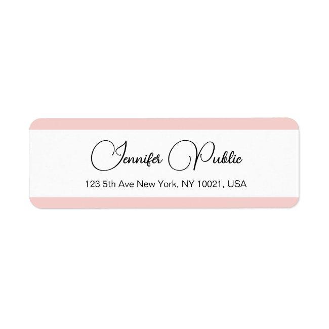 Custom Blush Pink Typography Name Return Address Label
