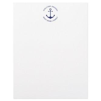 Custom Boat name Welcome Aboard nautical anchor Letterhead