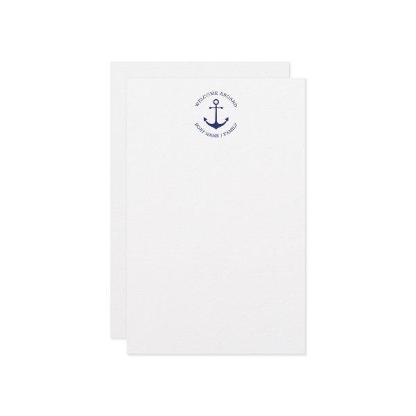 Custom Boat name Welcome Aboard nautical anchor Stationery