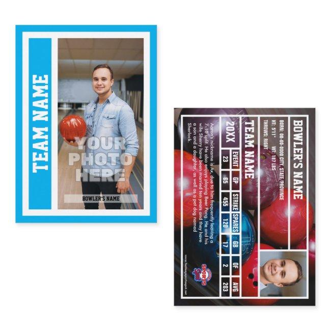 Custom Bowling Trading Card (Sky Blue)