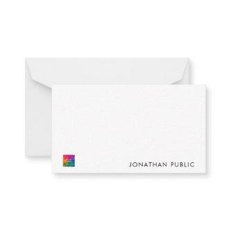 Custom Business Company Logo Here Your Name Note Card