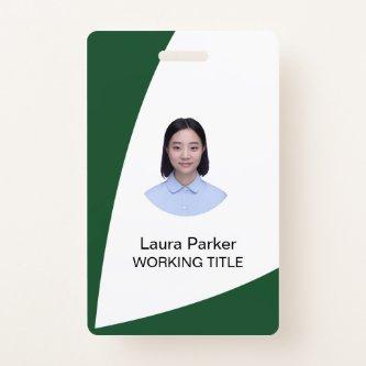 Custom Business Employee Photo Text Lime Green Badge