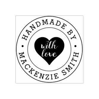 Custom Business Handmade With Love Round Rubber Stamp