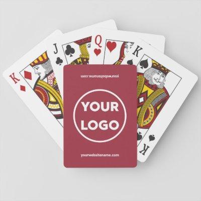 Custom Business Logo and Company Website Burgundy Playing Cards