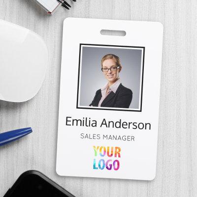 Custom Business Logo Basic Barcode Employee Photo Badge