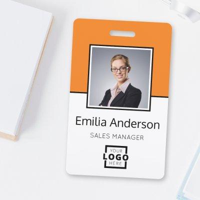 Custom Business Logo Basic Barcode Employee Photo Badge