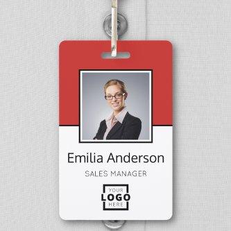 Custom Business Logo Basic Barcode Employee Photo Badge