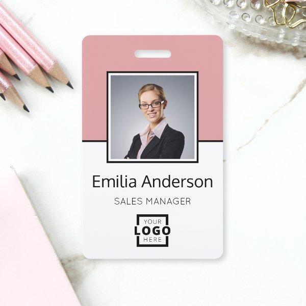 Custom Business Logo Basic Barcode Employee Photo Badge