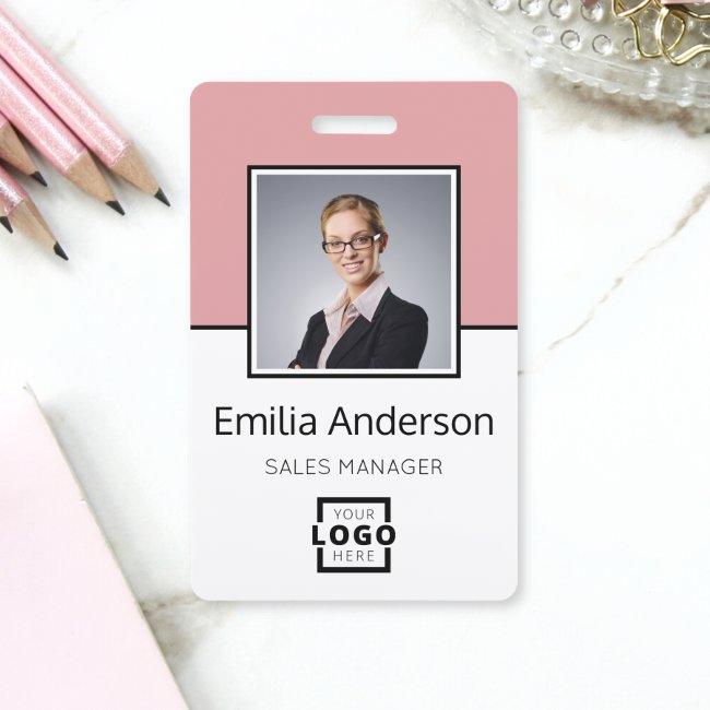 Custom Business Logo Basic Barcode Employee Photo Badge