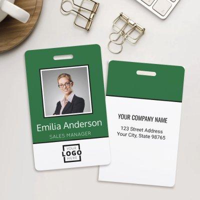 Custom Business Logo Basic Employee Name Photo Badge