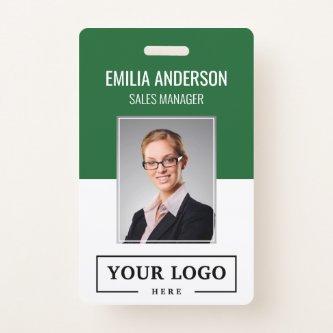 Custom Business Logo Basic Employee Photo Green Badge