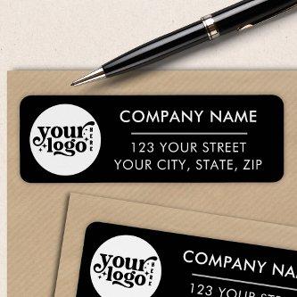 Custom Business Logo Black Company Return Address  Label