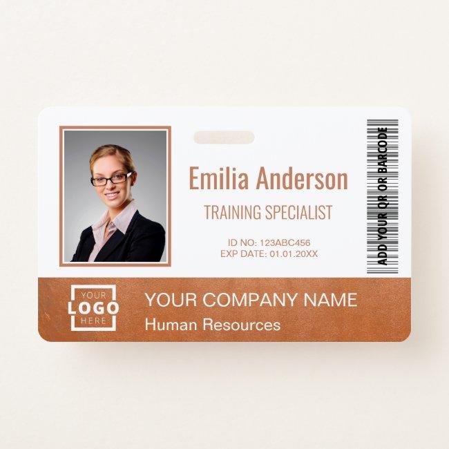 Custom Business Logo Employee Photo Rose Gold Badge
