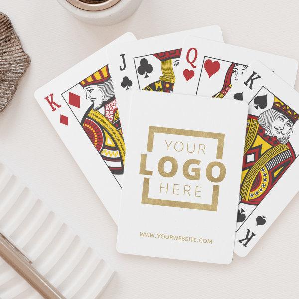 Custom Business Logo Promotion Branded White Gold Playing Cards