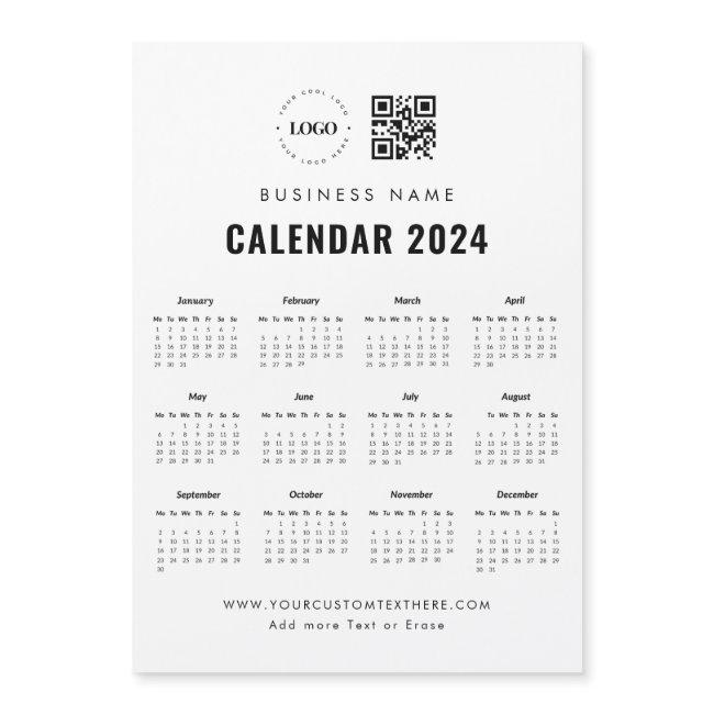 Custom Business Logo QR Code Magnet 2024 Calendar