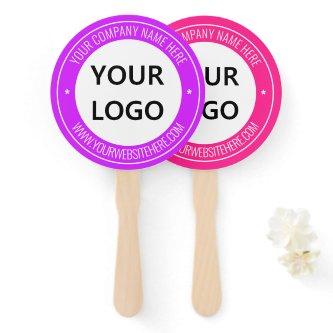 Custom Business Logo Text Hand Fan Choose Colors