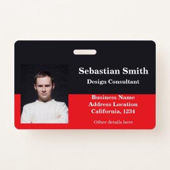 Custom Business Personalized Red Black Badge