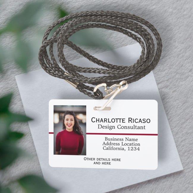Custom Business Personalized Red White Black Badge