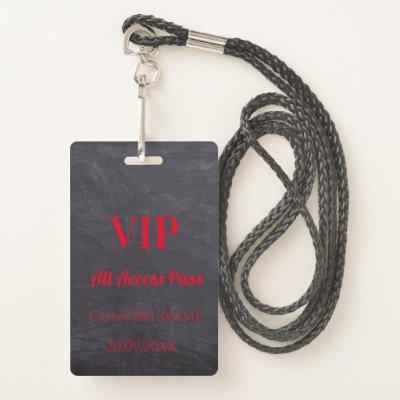Custom Chalkboard Name Date VIP Access Pass Red Badge