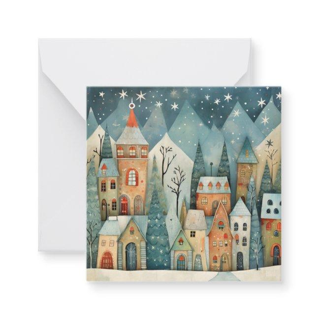 Custom Christmas Village Note Card