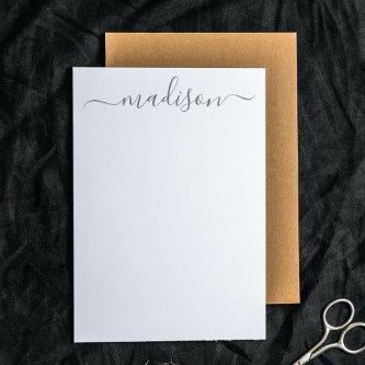 Custom Clean Gray Typography Name Script Name Note Card