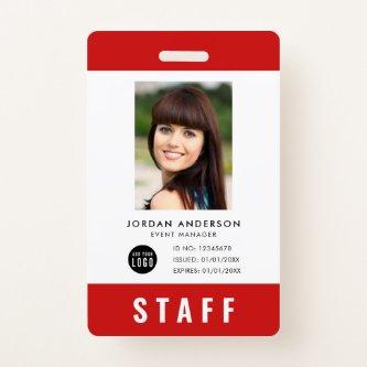 Custom Color Add Logo Photo STAFF Pass Badge