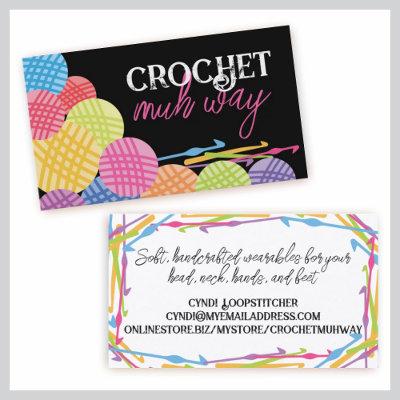 Custom color balls of yarn crochet hooks biz cards