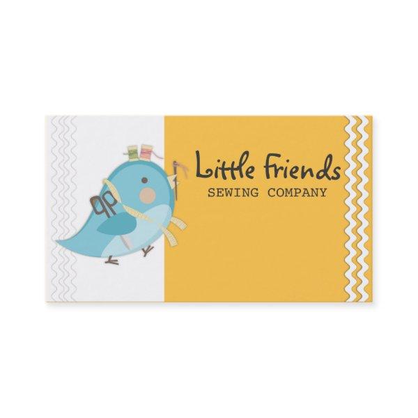 Custom color bird seamstress sewing notions card