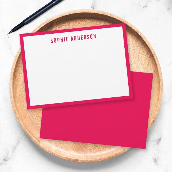 Custom Color Border Modern Bold Personalized Note Card