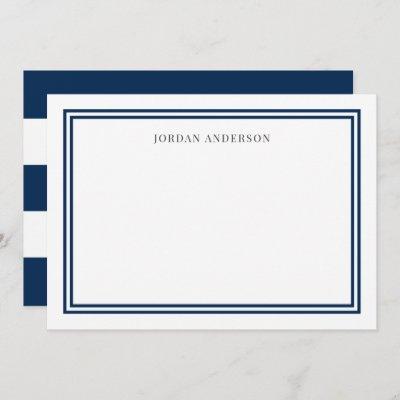 Custom Color Borders & White Stripes Personalized Note Card