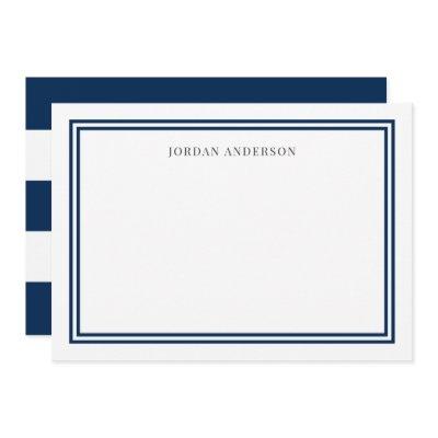 Custom Color Borders & White Stripes Personalized Note Card