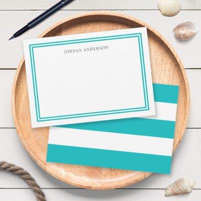 Custom Color Borders & White Stripes Personalized Note Card