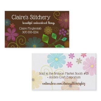 Custom color embroidery sewing stitches flowers bu