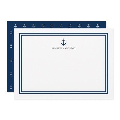 Custom Color Modern Classic Anchor Personalized Note Card
