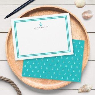 Custom Color Modern Classic Anchor Personalized Note Card