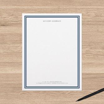 Custom Color Modern Classic Borders Personalized Letterhead