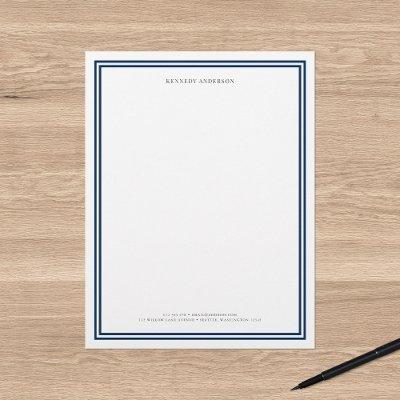 Custom Color Modern Classic Borders Personalized Letterhead