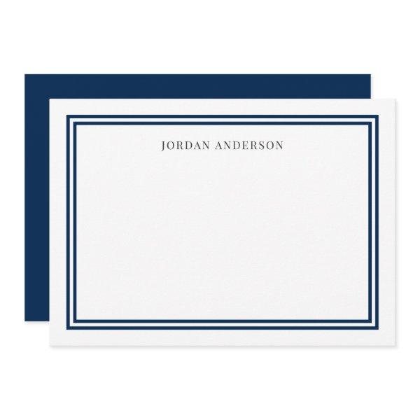 Custom Color Modern Classic Borders Personalized Note Card