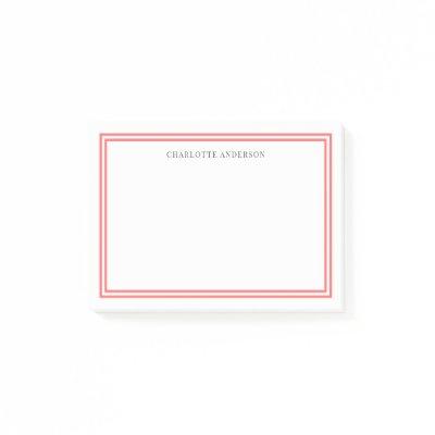 Custom Color Modern Classic Borders Personalized Post-it Notes