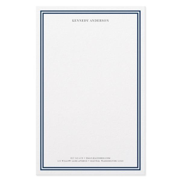 Custom Color Modern Classic Borders Personalized Stationery