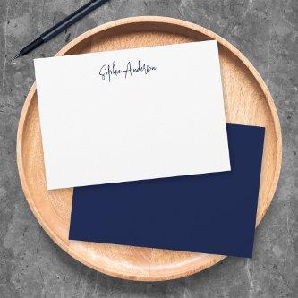 Custom Color Personalized Modern Script Minimalist Note Card