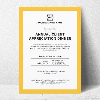 Custom Company Business Corporate Party Yellow Invitation