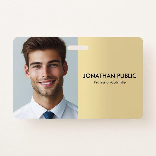 Custom Company Employee Photo Template Faux Gold Badge