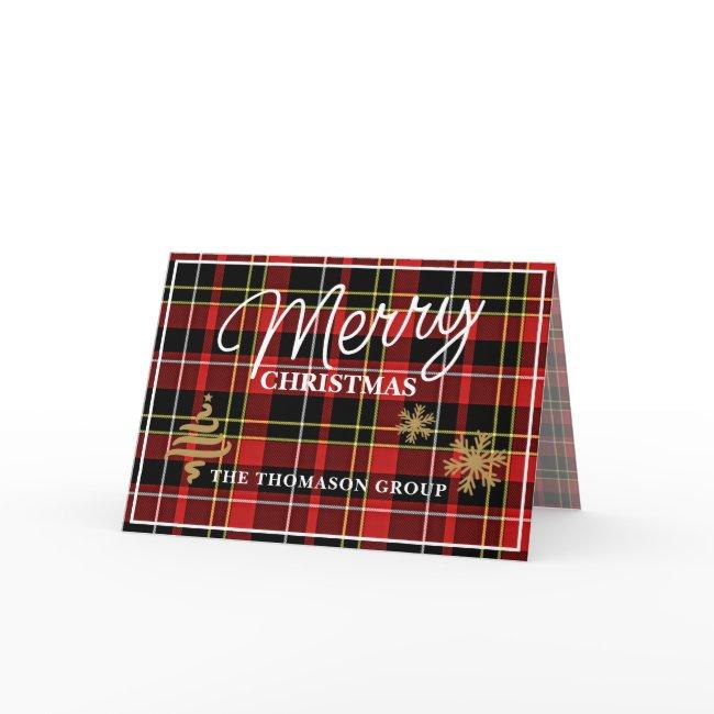 Custom Company Greeting Classic Tartan Pattern Holiday Card